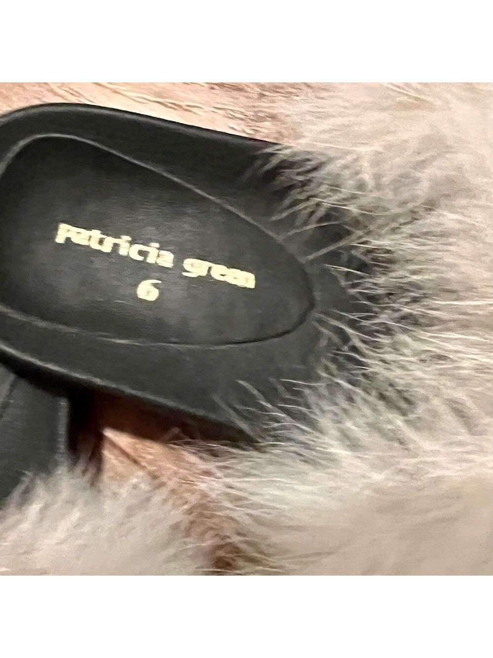 PATRICIA GREEN black slides with fur.. Size 6 - Picture 2 of 6